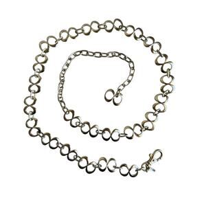 Vintage Silver Tone Geometric Adjustable Chain Belt